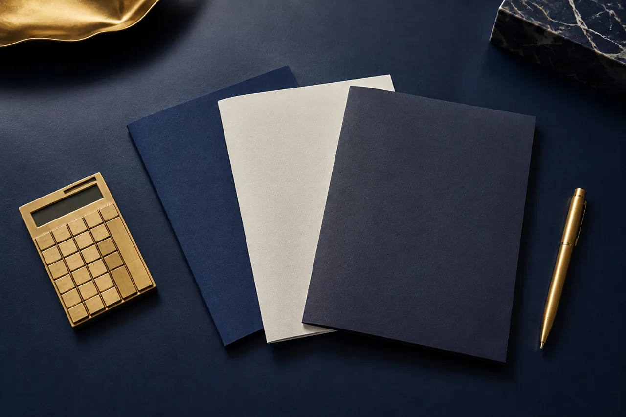 Illustrative quotation comparison with folders and calculator