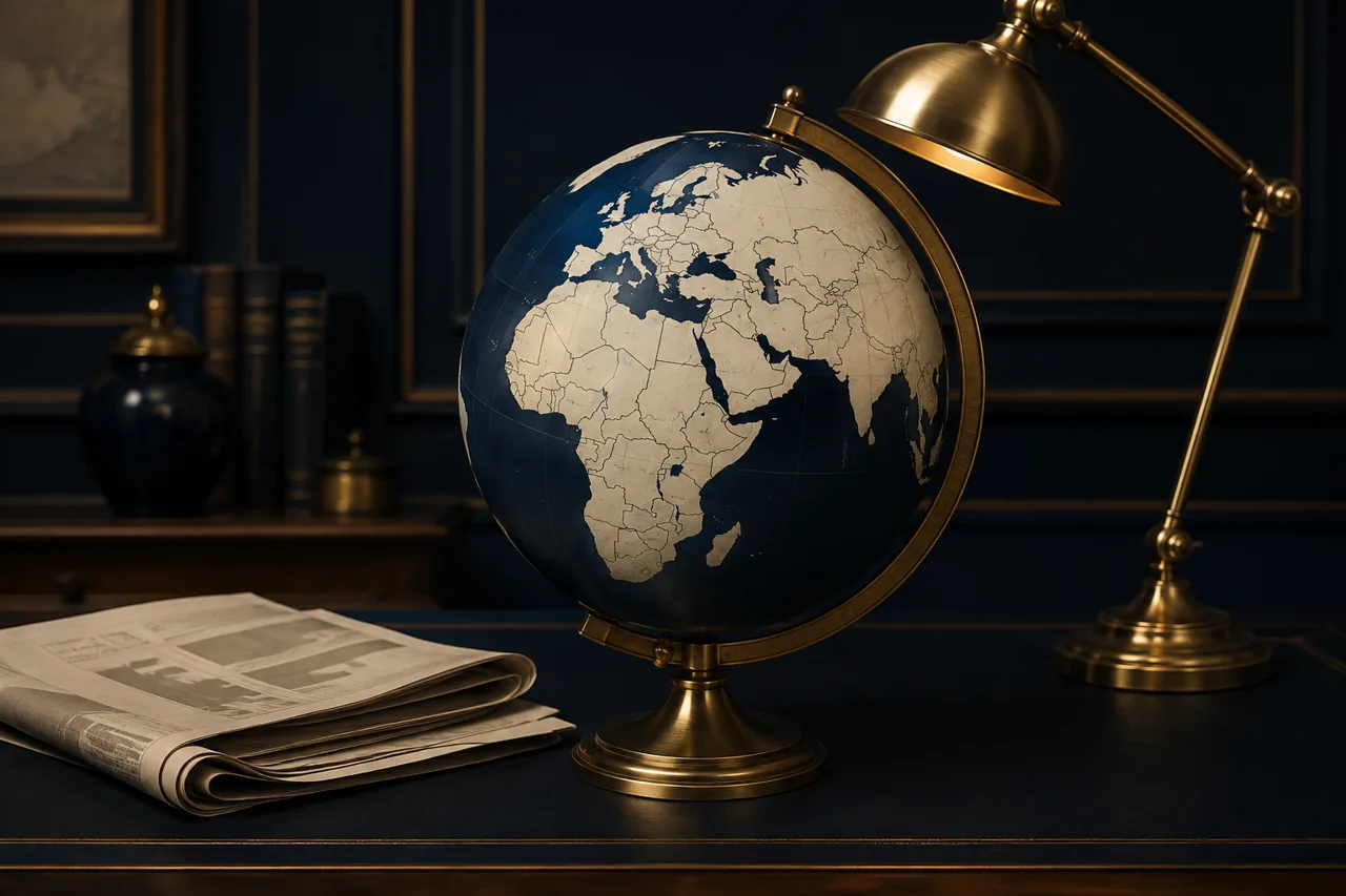 Illustrative globe and trade reading materials